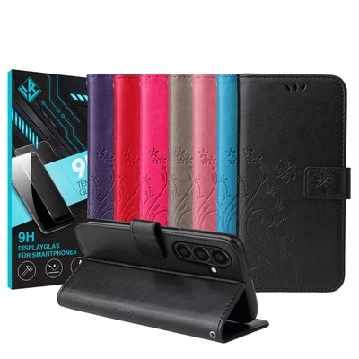 LBH TEC-EXPERT Handyhülle für Samsung Galaxy A26 5G Cover Klapp Case Tasche Blume Schmetterling