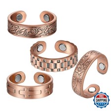 BioMag Magnetic Rings Pure Copper Adjustable for Men Women 4Pcs
