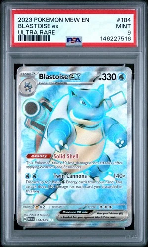 2023 POKEMON MEW EN-151 ULTRA RARE #184 BLASTOISE EX PSA 9
