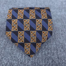 VINTAGE Ermenegildo Zegna Tie Blue Printed Silk Geometric Designer Necktie