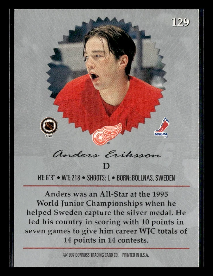1996-97 Donruss Elite #129 Anders Eriksson - Image 2 of 2