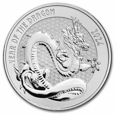 #ad 1 oz Silver Round 2024 Year of the Dragon Series 2 $88.95