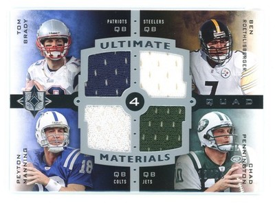 Tom Brady Manning Roethlisberger 2007 UD Ultimate Quad Materials Patch 12/25