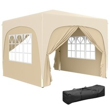 Outsunny 3 x 3(m) UPF50+ Pop Up Gazebo with Sides and Carry Bag, Sand