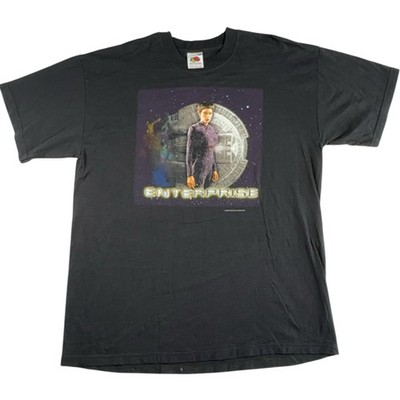 FOTL Star Trek Enterprise T-Shirt Herren XL Vintage 2002 schwarz TV Serie Sci-Fi Tee