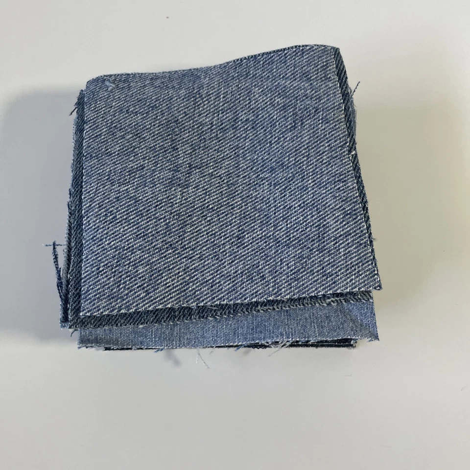 Denim Blue Jean Fabric Squares 4" x 4" Lot of 40 Cut Cotton Quilting Crafts - Image 2 of 3