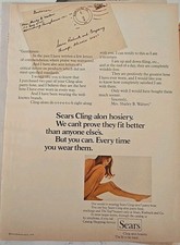 1970 Womens Sears Cling-alon Panty Hose Hosiers Legs vintage ad