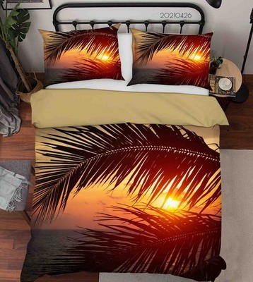 3D Tropical Plant Sunset Close-up Quilt Cover Set Bedding Sets Pillowcases