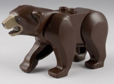 LEGO Land Animal - Dark Brown Bear - 2 Studs on Back with Black Nose