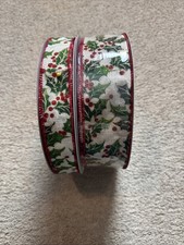 Christmas Ribbon Holly Berry 2.5 X50 Yards And 1.5 X50 Yard
