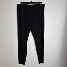 Eileen Fisher Pants Ponte Womens Large Black Pull On Stretch Elastic Waist EUC