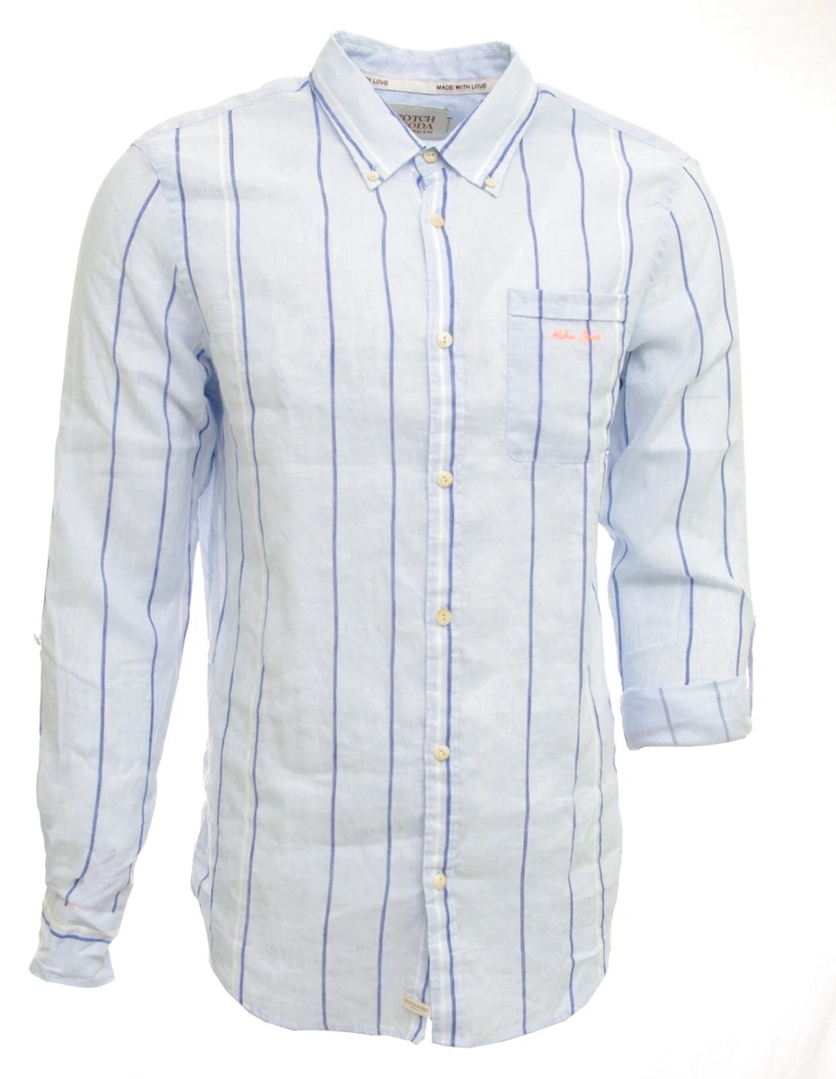 Scotch & Soda Camicia Uomo M Blu 100% Cotone Maniche Scotch & Soda Camicia Uomo M Blu 100% Cotone Maniche