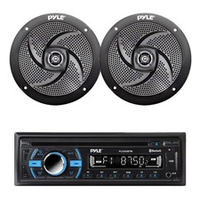 Pyle PLCD43BTM Marine Bluetooth CD Radio, 2x 5.25" 180 Watt Black Boat Speakers