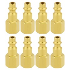 8PCS Brass 1/4 Inch NPT Female Industrial Air Hose Quick Connect Air Plug Fit