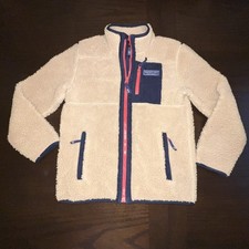 Vineyard Vines Supershep Sherpa Fleece Jacket Youth Medium 12 14 Full Zip Beige