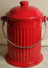 Norpro Red Ceramic Compost Keeper 1 Gallon Fire Hydrant Style Kitchen To Garden 