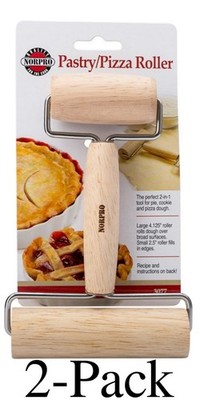 Norpro 2-in-1 Wood Pastry/Pizza Roller, 4 ¼ and 2   Inch Rollers (2-Pack)