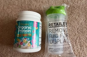 New shaker & Organic Vegan 21g Protein Powder, Plant Based, Fruity Cereal 1.02lb