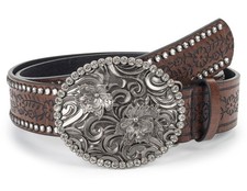 Floral-Western-Belt for Womens Vintage-Diamond-Buckle Belt Cowgirl-Cowboy PU-...