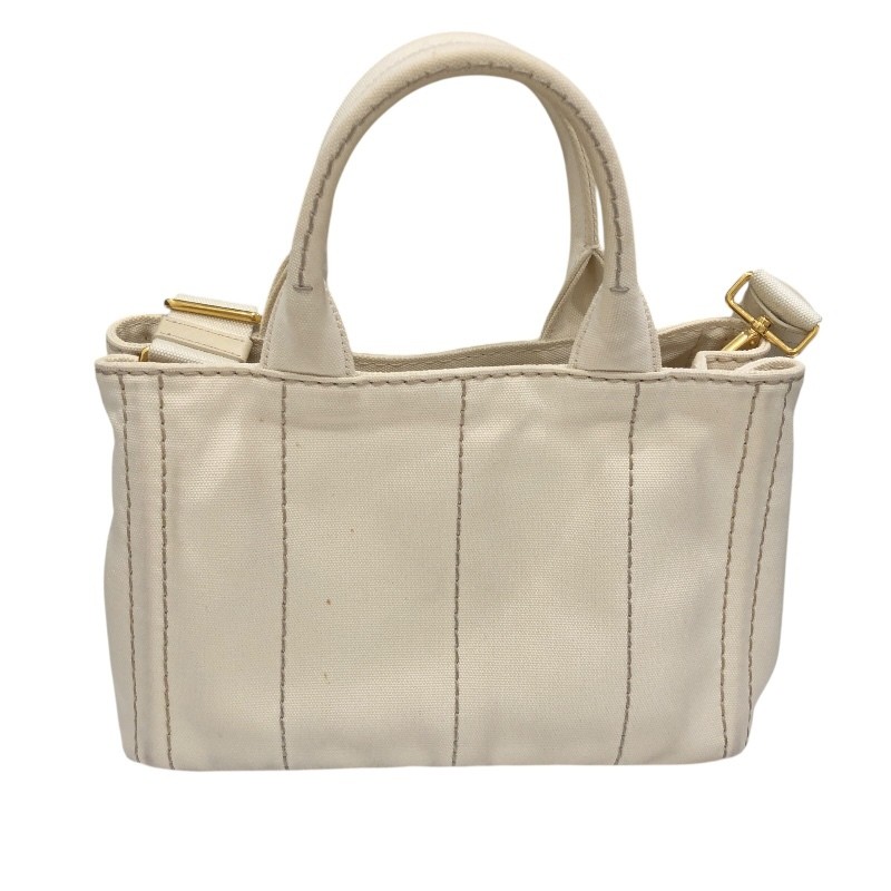 PRADA Canapa Handbag B2439G Ivory Canvas Handbag Ladies Used from japan thumbnail 2