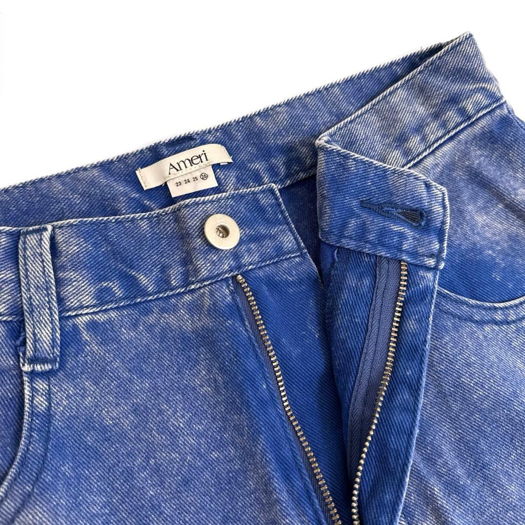 Ameri Lace Docking Fade Denim Pants Wide Loose Bl… - image 10