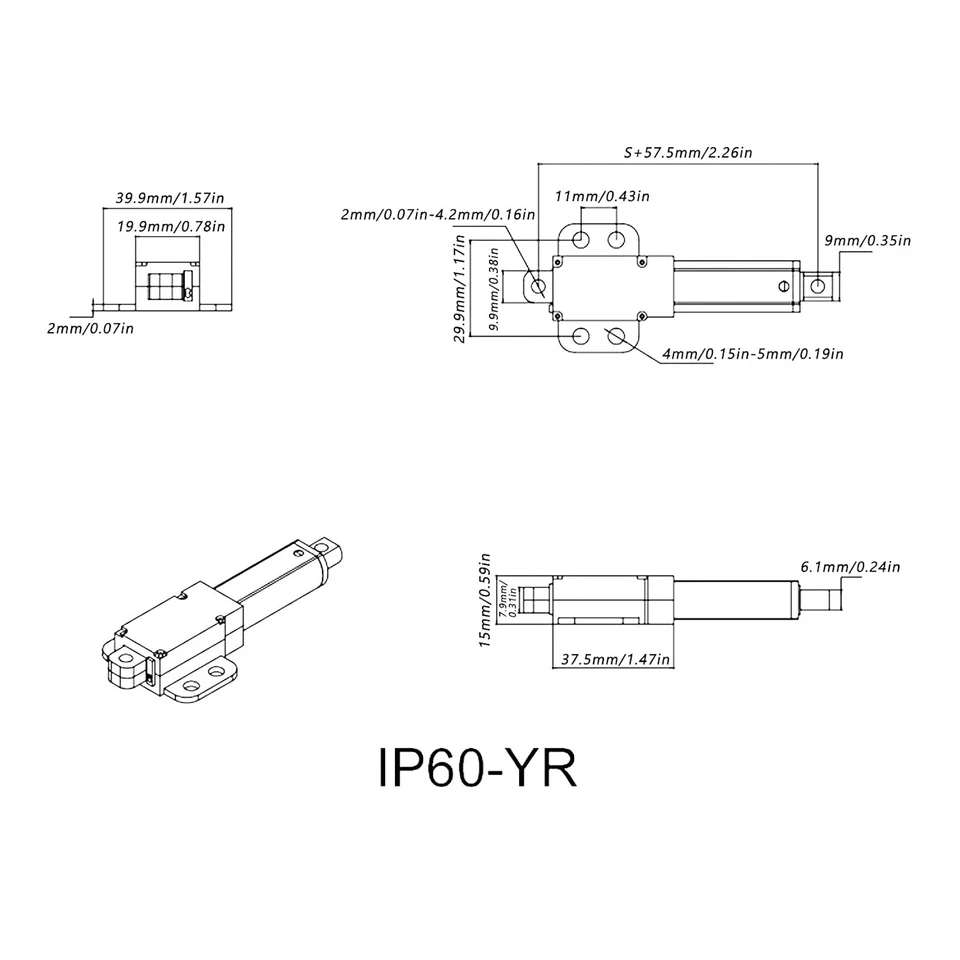 Attuatore Lineare, 100 Mm 12V Tensione Di Ingresso Interruttore Di Fine Corsa In - Immagine 2 di 4