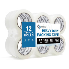 Heavy Duty Packing Tape, 12 Rolls   1.88" X 60 Yards   Clear