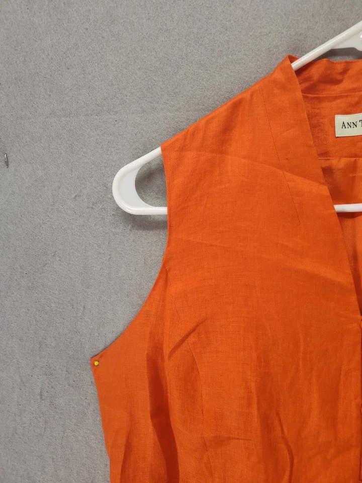 Chaqueta para mujer Ann Taylor 12 naranja mezcla de lino sin mangas cuello en V chaleco con botones Foto 2 de 4