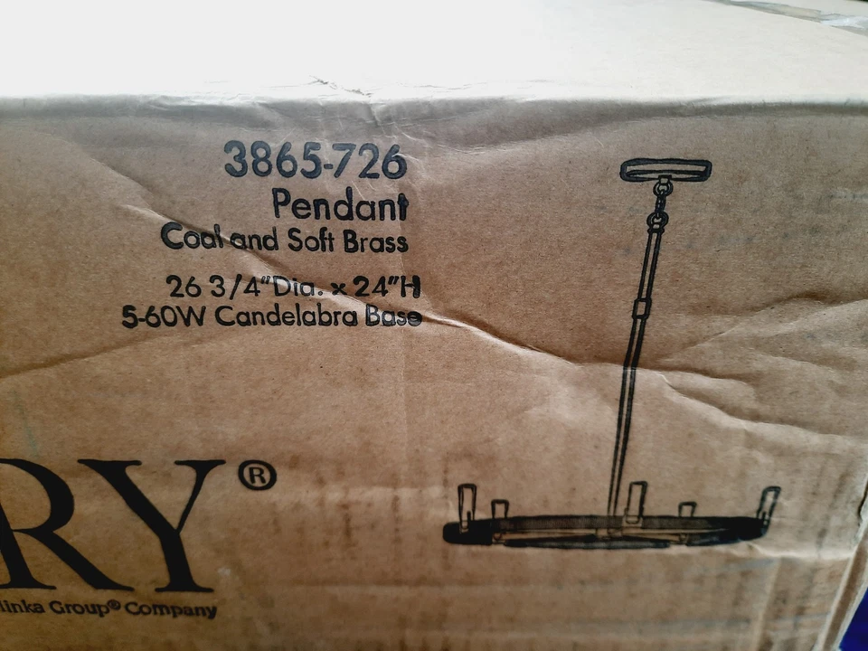 Minka Lavery 3865 Windward Passage 5 Light 27"W Ring Chandelier Coal Soft Brass - Image 3 of 4