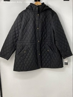Lauren Ralph Lauren Womens Black Long Sleeve Hooded Quilted Jacket Size 3X