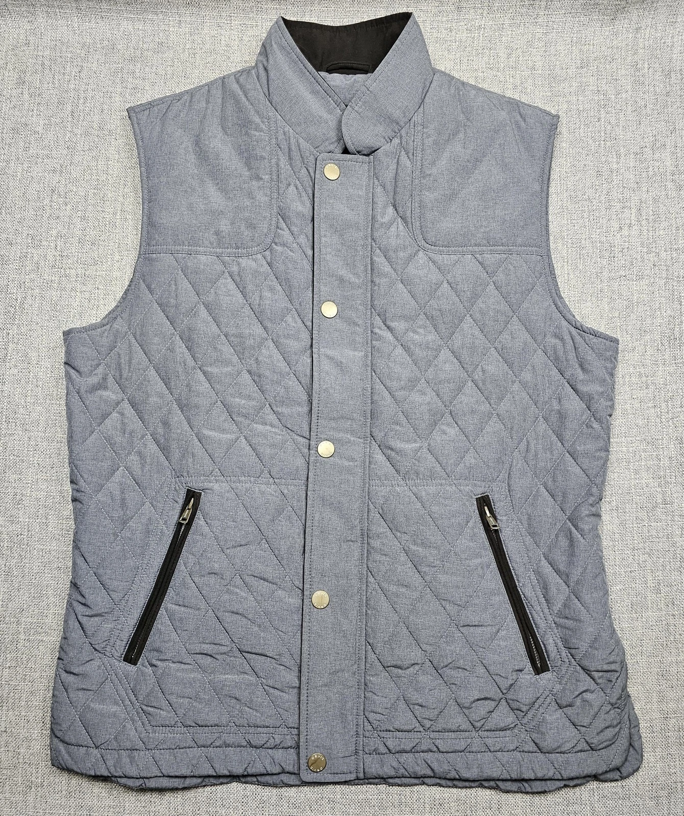 Orvis Vest Mens Large Gray Quilted Insulated Full Zip Pockets Outdoor 2SHT 46634
