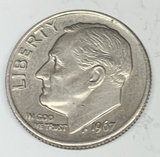 # C1074    U.S.   ROOSEVELT DIME    COIN,  1967
