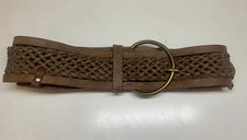 Brown Leather Woven Belt 2" Wide Classic Casual or Dress