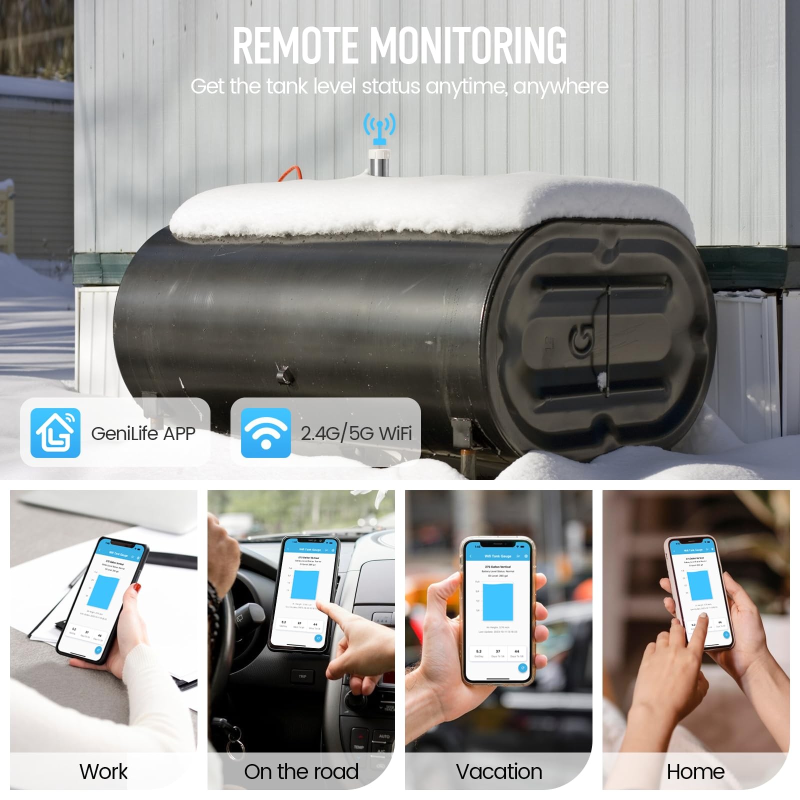 Smart Oil Gauge Wi-Fi Heating Oil Tank Gauge with Exclusive Detection...