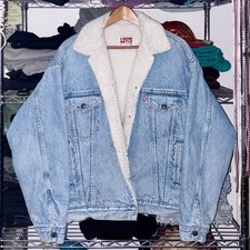 Vintage 80s 90s Original Levis Heavyweight Sherpa Button Denim Jean Jacket SZ L