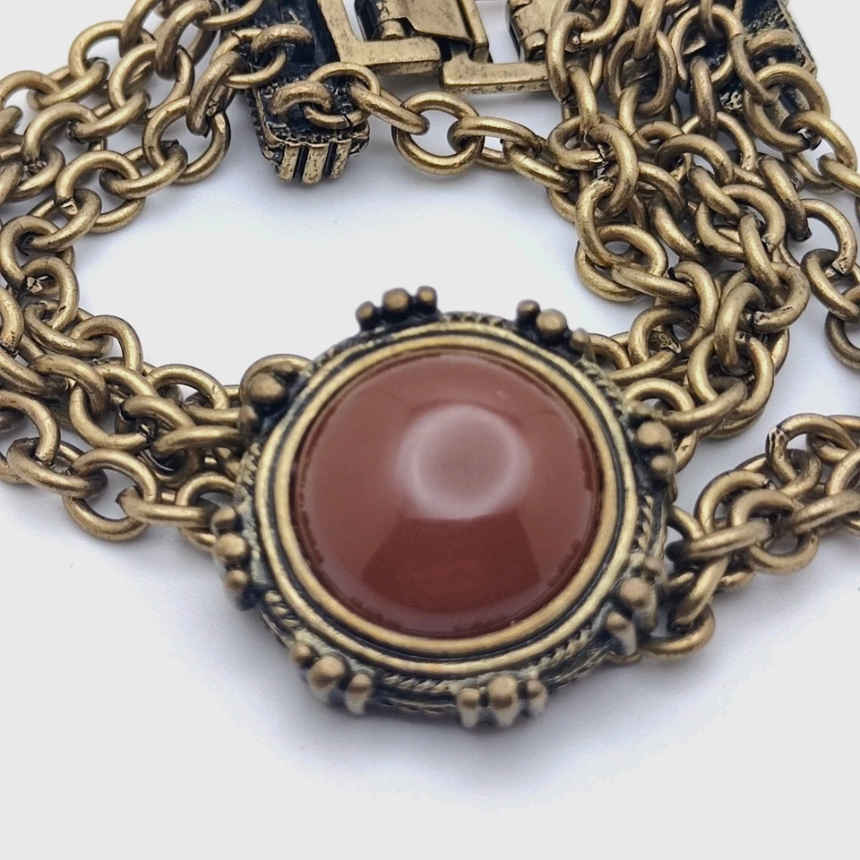 Pulsera vintage JK Jewel Kade llamativa, multihiebra con cornalina de vidrio sintético Foto 2 de 4