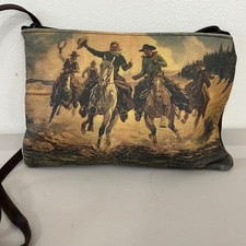 Western Horses Leather Cowboy Art Shoulder Bag Purse Small Rodeo Equestrian Boho
