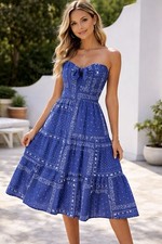 UNIVERSAL THREAD WOMENS LARGE DRESS MIDI SLEEVELESS SWEETHEART TIERED PAISLY NEW
