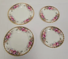 4 Royal Albert 1981 Autumn Rose Plates 2x 8" & 2x 6" Free S&H