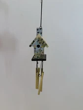Kathy Hatch Wind Chime Hand Painted Decrotive Bird House Outdoor Indoor Vintage