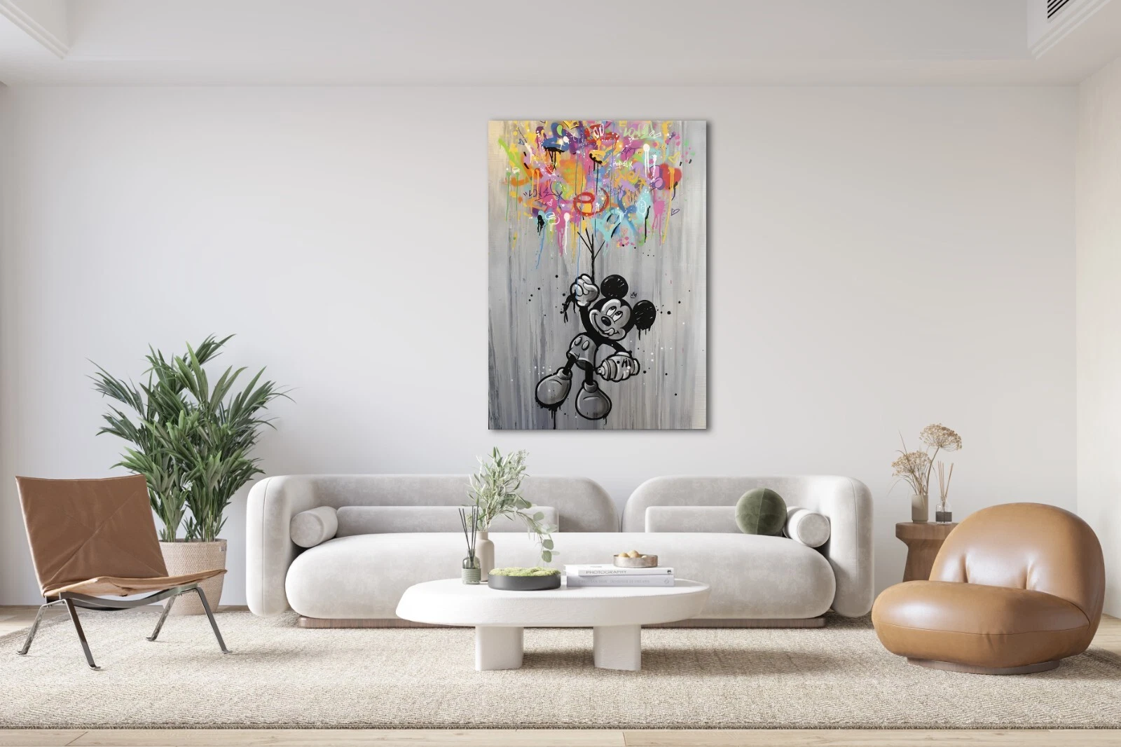 Trendy Mickey Cartoon Wall Art Framed Canvas Print for Kids Room Decor