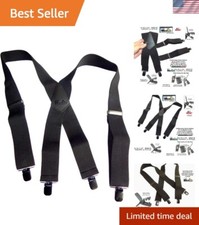 Heavy-Duty 2" Wide X-Back Suspenders with No-Slip Metal Clips for Big Men