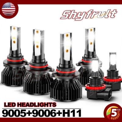 For Honda Accord 2006-2012 6X LED Headlight Bulbs High/Low Beam + Fog Light