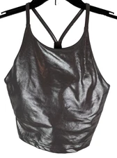 Old Navy Active Medium Sports Bra Brown Metallic Shine Light Support Razorback