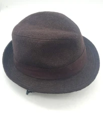 August Burgundy Brown Fedora Felt Hat Poly Wool Blend Floral Lined Adult