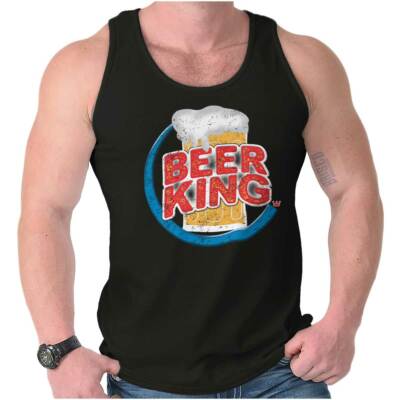 Funny Beer King Novelty Drinking Lover Gift Tank Top T Shirts Tees Men Women