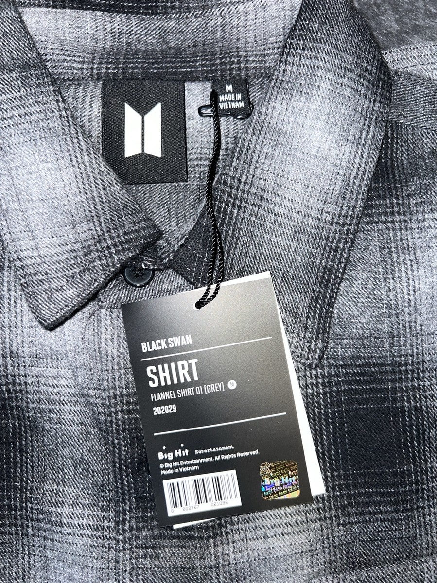 Medium BTS Official Black Swan Flannel Shirt 01 ( Grey Black) | eBay