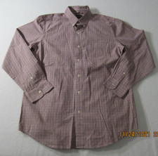 Chaps Shirt Mens Large Blue Red White Button Up Office Dress Casual Cotton Men