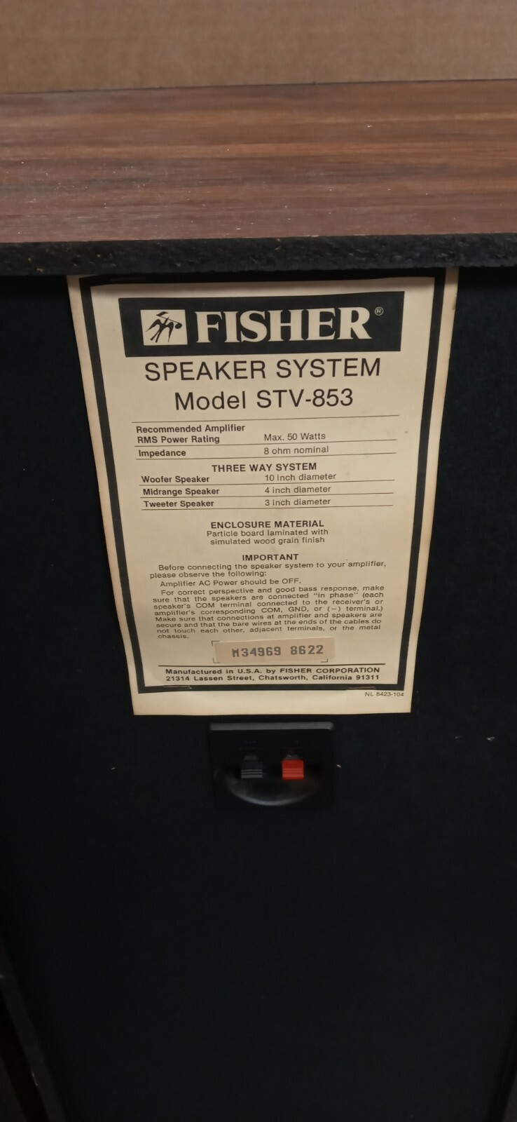 fisher stv 853 speakers