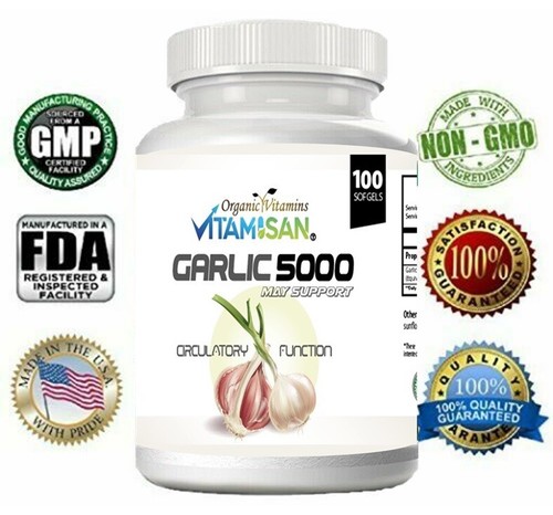 GARLIC EXTRACT 5000 Supplement Pills For Heart Cholesterol High Blood Health 200 - Picture 9 of 12